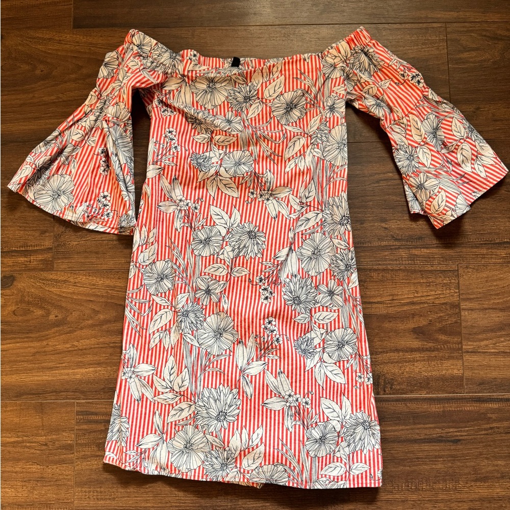 Bebop red floral off the shoulder dress